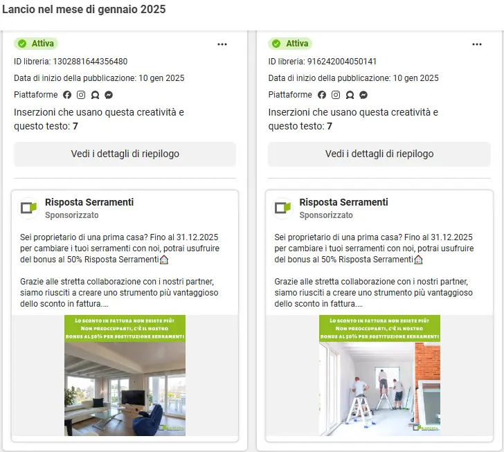 Sponsorizzazioni Social Risposta Serramenti
